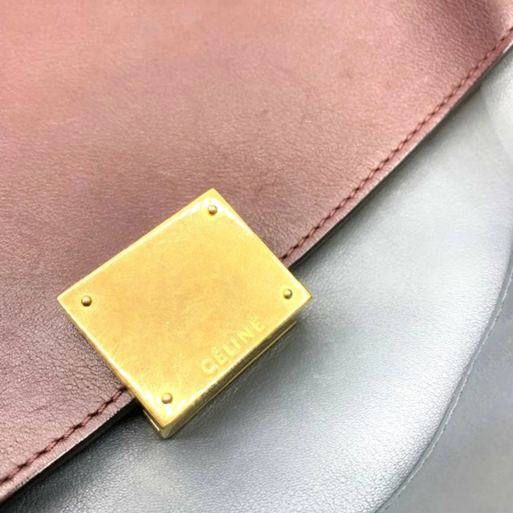 CELINE Trapeze Handbag Gray Dark Brown Yellow Leather Suede strap Shoulder bag - Picture 8 of 11